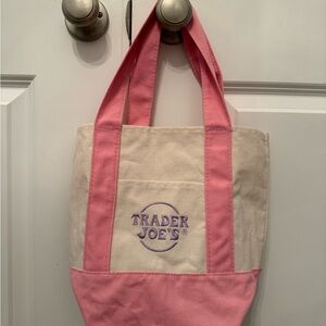 Trader Joe's Pink & Cream Canvas Tote Bag (Authentic)
